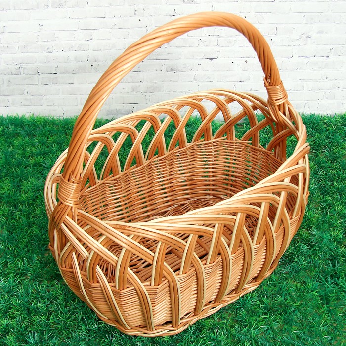 Корзина «Ажурная», 10 л, дно 32×20 см, верх 38×23 см, H=24/41 см, ива