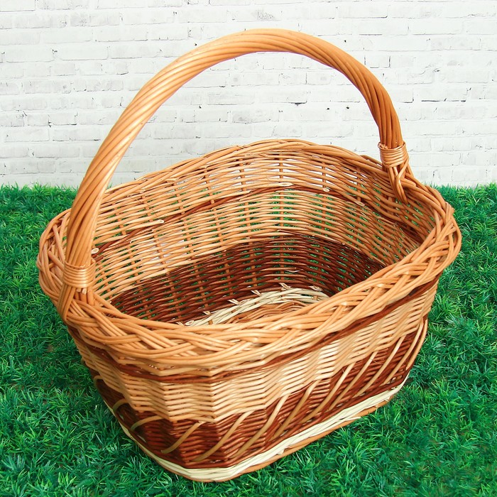 Корзина «Узорная коса», 10 л, дно 28×20 см, верх 37×30 см, H=20/34 см, ива
