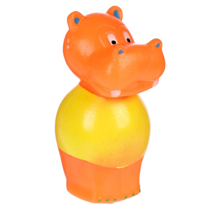 Игрушка резиновая пищащая "Бегемото-мяч", 10 см, микс цветов