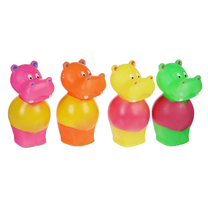 Игрушка резиновая пищащая "Бегемото-мяч", 10 см, микс цветов