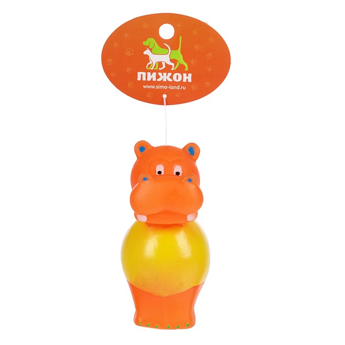 Игрушка резиновая пищащая "Бегемото-мяч", 10 см, микс цветов