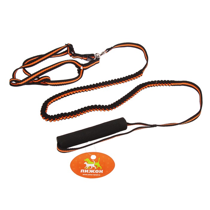 Комплект с амортизирующим поводком, 1 см, черно-оранжевый