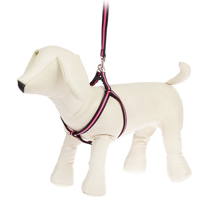 Комплект с амортизирующим поводком, 1 см, черно-розовый