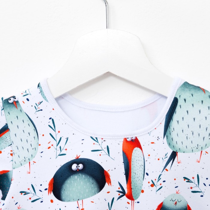 Платье для девочки ПТИЧКИ, рост 116 см, цвет белый ОП-108ПТЧ