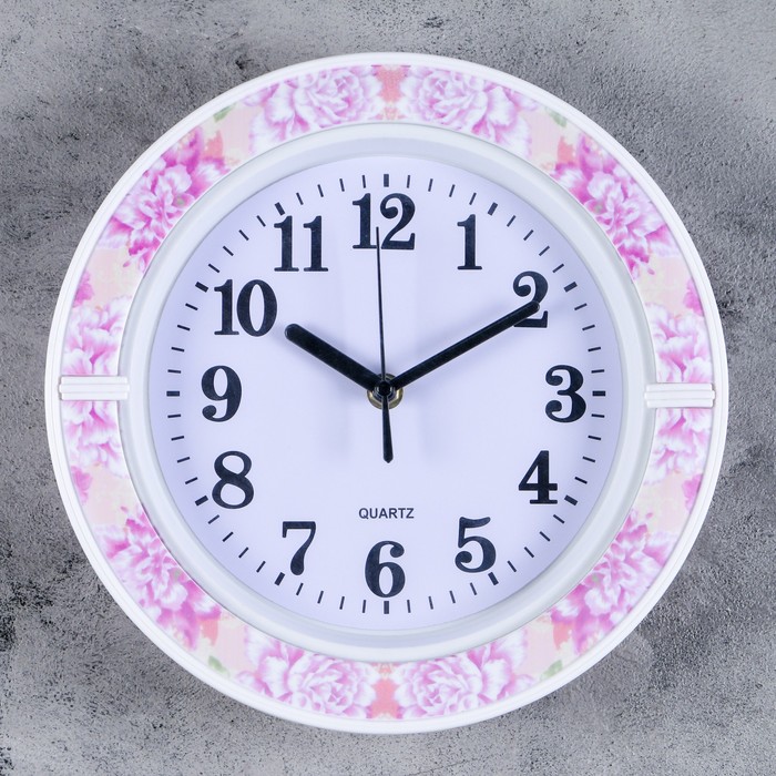 Часы настенные круг, рама под камень, 26*26*3