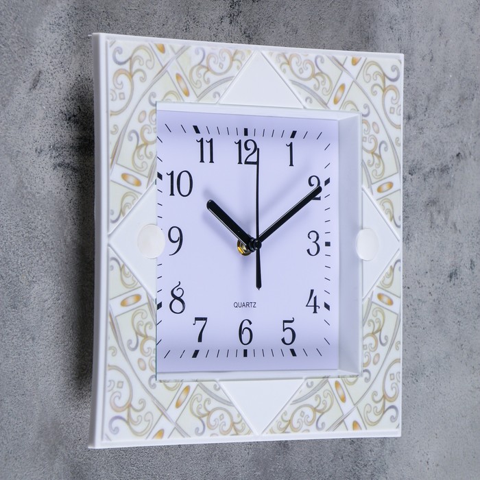 Часы настенные квадрат, рама с цветами, 25,5*25,5*3