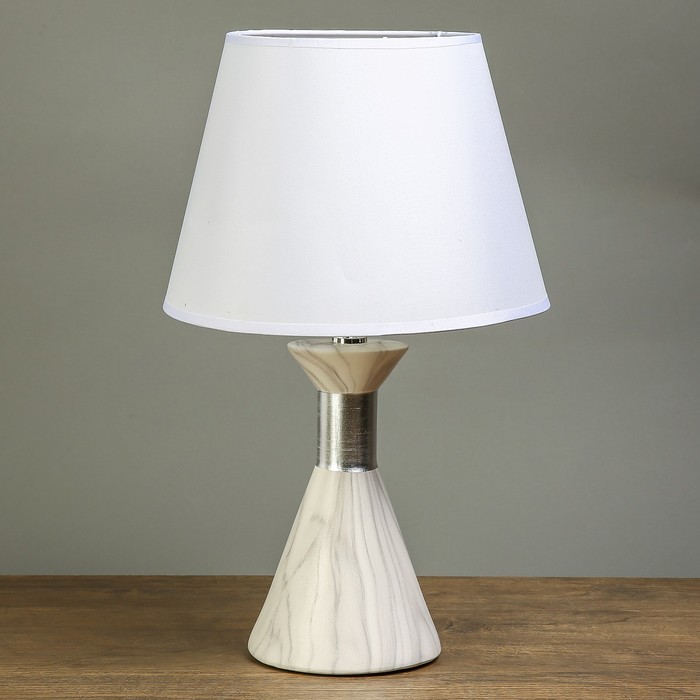Лампа настольная "Мрамор с серебристой вставкой" 1х40W Е14 40х24х24 см