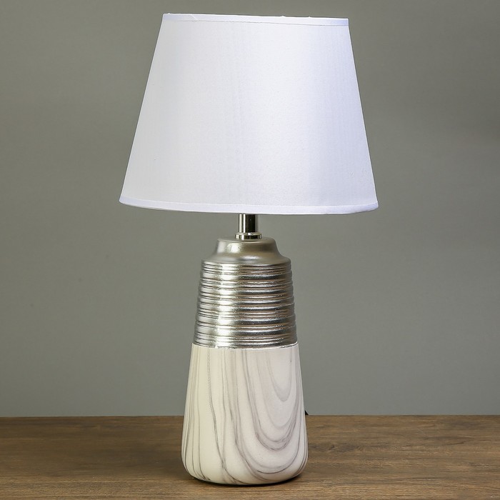 Лампа настольная "Мрамор и серебро" 1х40W Е14 39х22х22 см