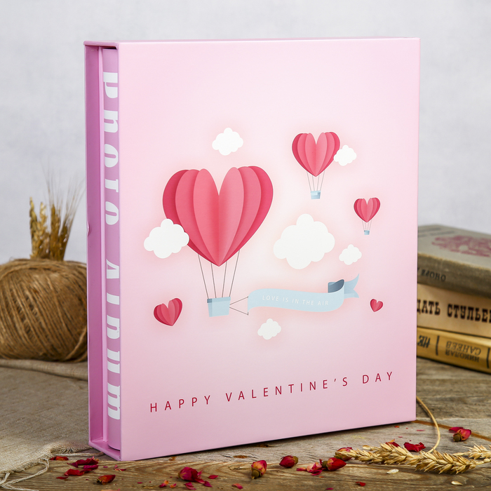 фотоальбом на 200 фото 13х18 см "Воздушный шар в форме сердца" в коробке 30х26х6 см