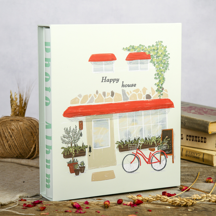 фотоальбом на 200 фото 13х18 см "Велосипед у магазина" в коробке 30х26х6 см