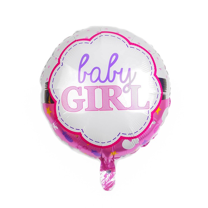 Шар фольгированный 18" "С рождением девочки", цвет розовый