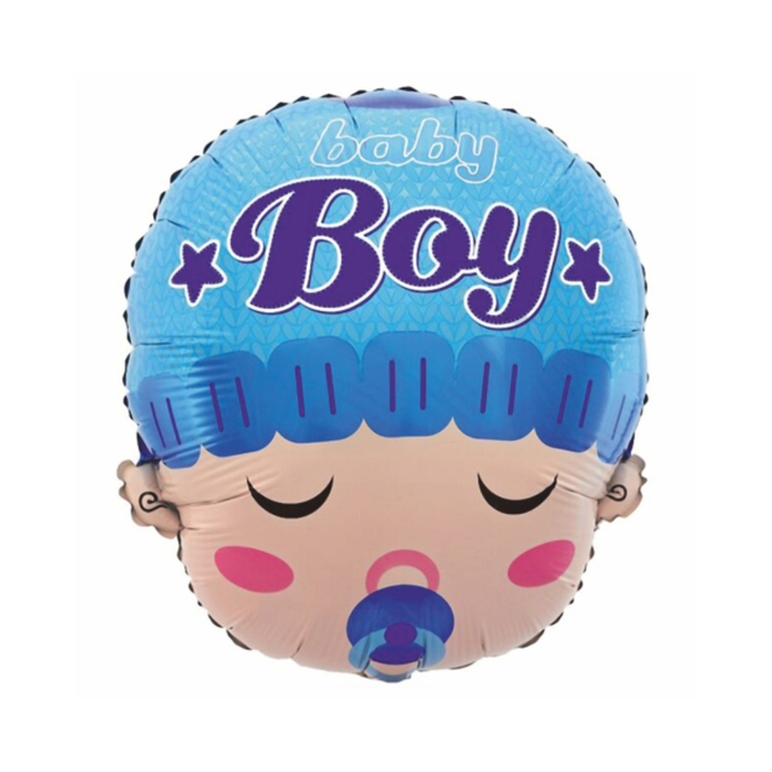 Шар фольгированный 23" "Малыш в шапочке", цвет голубой