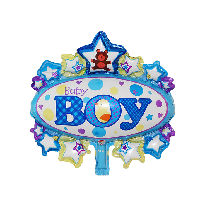 Шар фольгированный 24" "Малыш, сердца и овал", цвет голубой