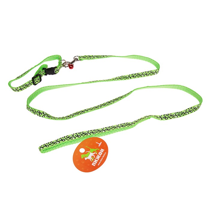 Комплект амуниции, ширина 1 см, ошейник 18-30 см, поводок 120 см, желтый с бабочками