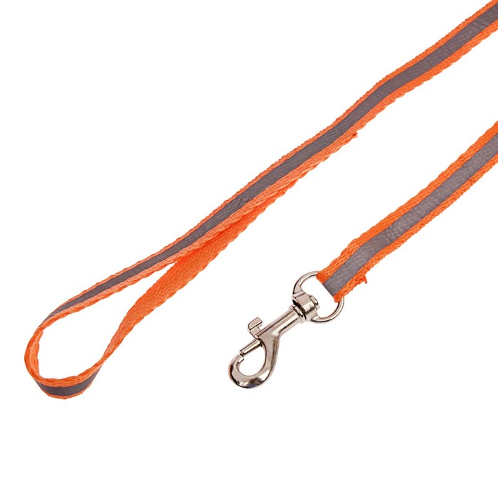 Комплект со светоотражающей лентой, ширина 1 см, поводок 120 см, шлейка 26-40 см, оранжевый
