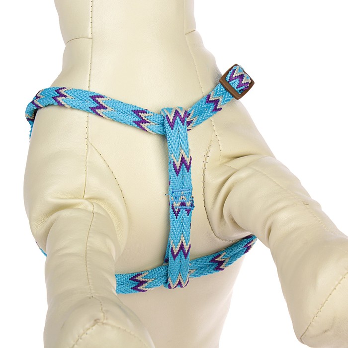 Комплект "Зигзаг" с круглым поводком и мягкой ручкой, 1 см, голубой