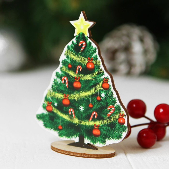 Ёлочка настольная сборная, "Конфетки", размер: 7,5 × 9,5 см