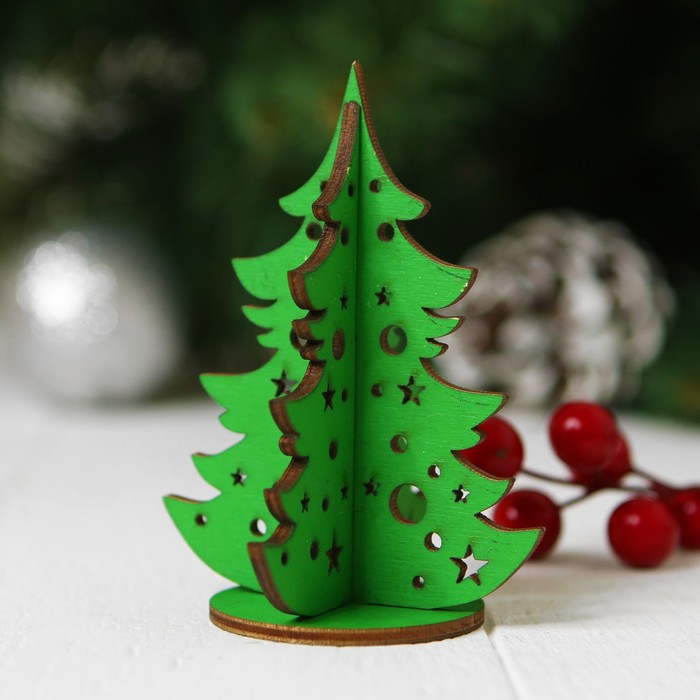 Ёлочка настольная сборная, "Со звёздочками", размер: 7,5 × 10 см