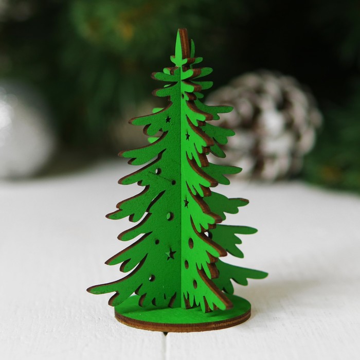Ёлочка настольная сборная, зелёная, размер: 7 × 10 cм