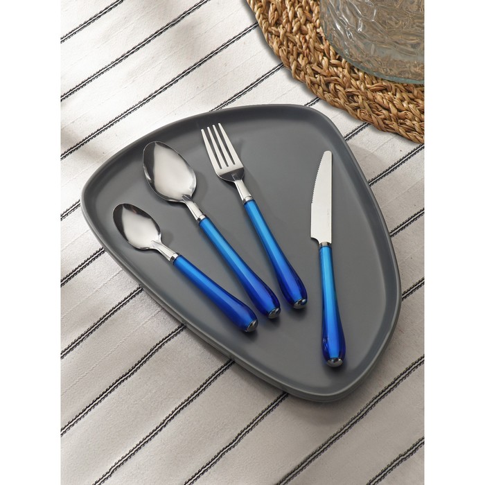 Набор столовых приборов, 4 предмета в тубе, цвет фиолетовый