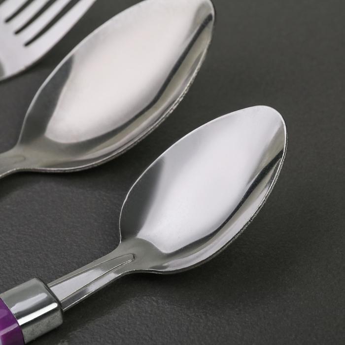 Набор столовых приборов «Шахматы», 4 предмета, цвет фиолетовый