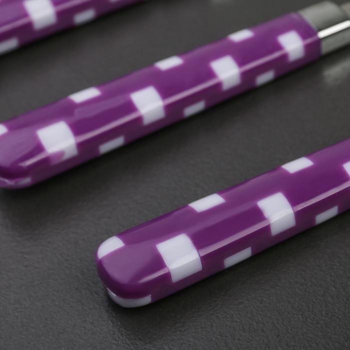 Набор столовых приборов «Шахматы», 4 предмета, цвет фиолетовый