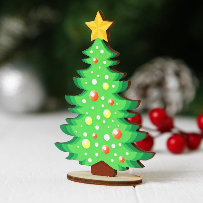 Ёлочка настольная сборная, "Со звездой", размер: 7 × 10 см