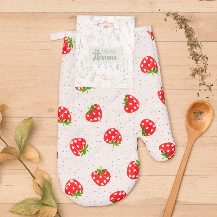 Варежка Доляна Клубничка, 23х15 см, 100% пэ