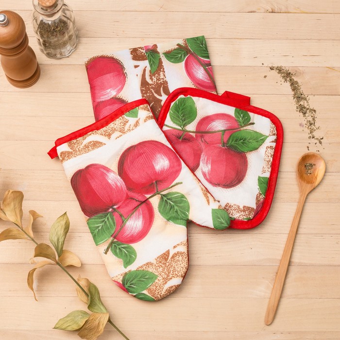 Кух.набор3пр.Доляна Ромашки прихв.15x15см рукав.23х15см фарт.48*68см 100% пэ