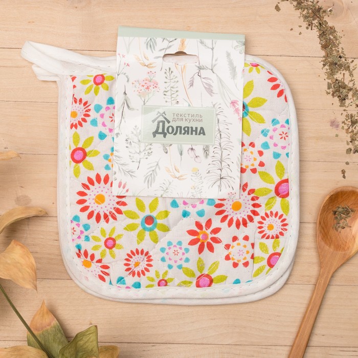 Кух. набор 2 пр. Доляна Цветочный сад вид2, прихватка 15x15 см - 2 шт,100% пэ