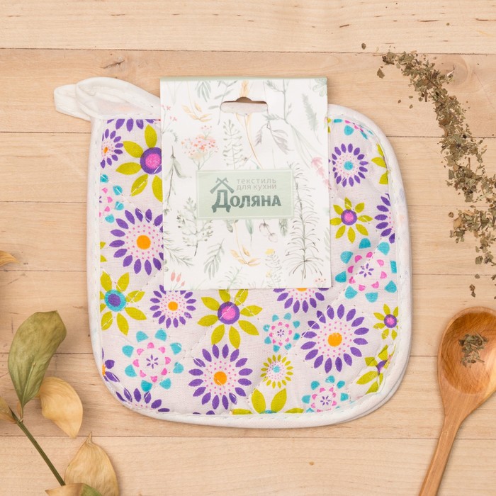 Кух. набор 2 пр. Доляна Цветочный сад вид1, прихватка 15x15 см - 2 шт,100% пэ