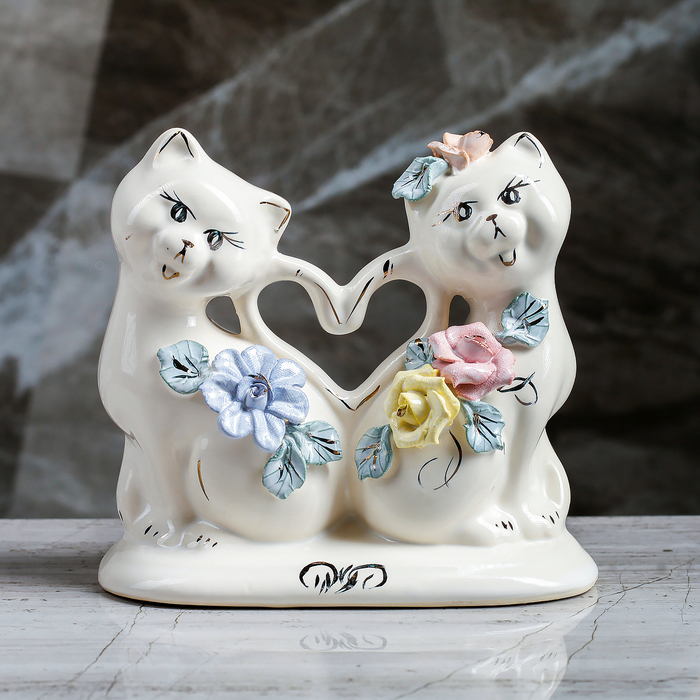 Копилка "Коты сердце" мини, лепка большая