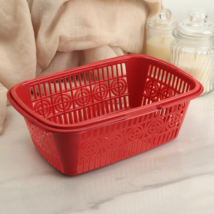 Корзина для хранения с ручками 22х15х8 см "Листья", цвет МИКС