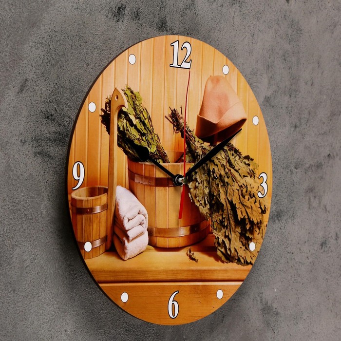Часы настенные, серия: Интерьер, для бани "Вкусная баня"