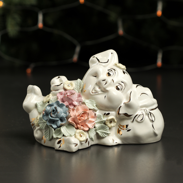 Копилка "Свинка с мешком", цветная лепка