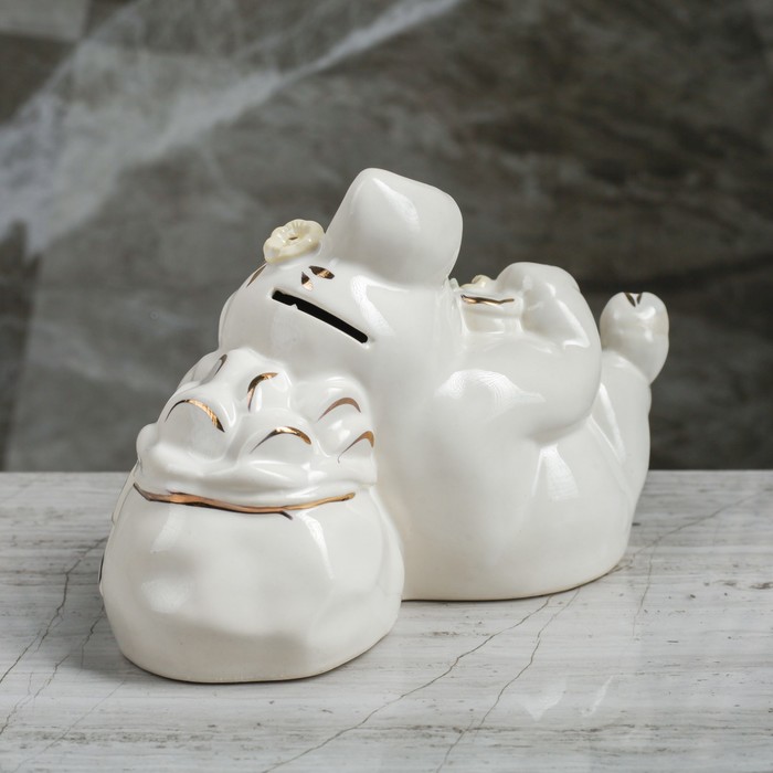 Копилка "Свинка с мешком", цветная лепка