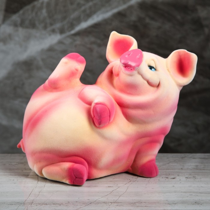 Копилка "Поросенок Жора" флок персиковый