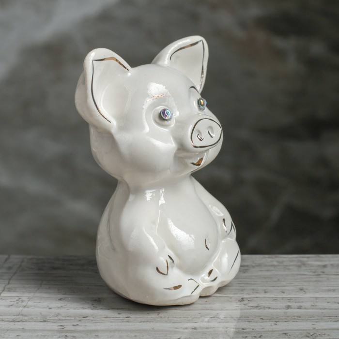 Копилка "Свинка Карапузик", глянец белый