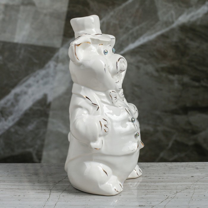 Копилка "Свинка ковалер" " глянец белый