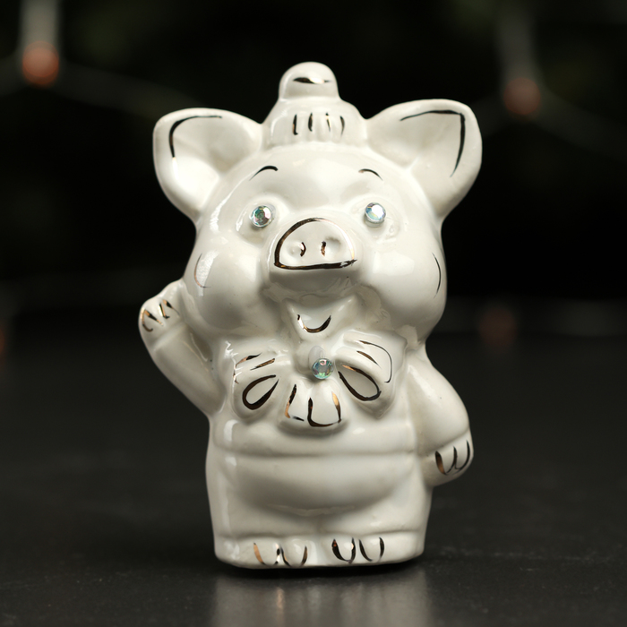 Копилка "Свинка Пупсик", мини, глянец белый