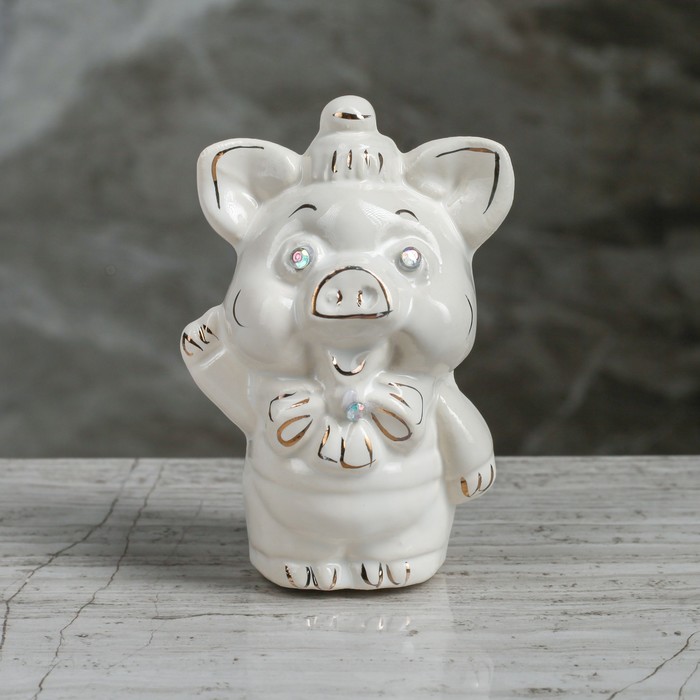 Копилка "Свинка Пупсик", мини, глянец белый