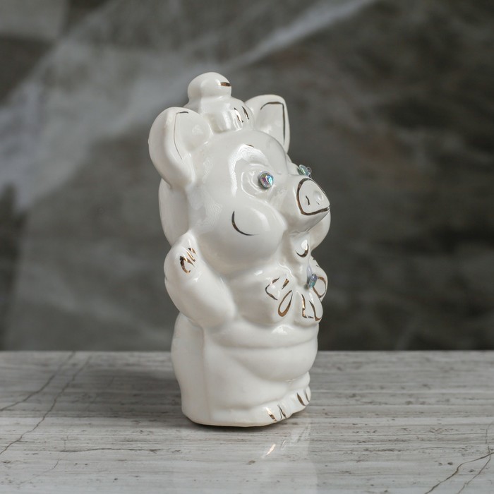 Копилка "Свинка Пупсик", мини, глянец белый