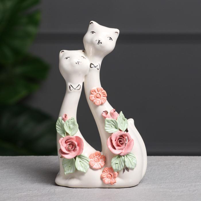 Сувенир-статуэтка средняя &quot;Коты мультяшки Свадьба&quot; цветная лепка