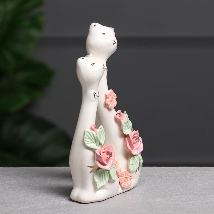 Сувенир-статуэтка средняя "Коты мультяшки Свадьба" цветная лепка