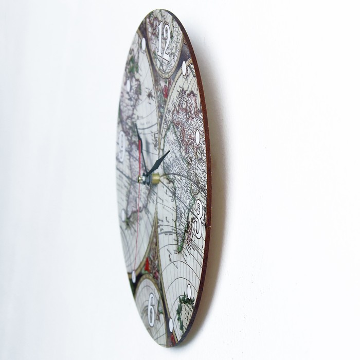 Часы настенные круглые "Карта мира", 24 см