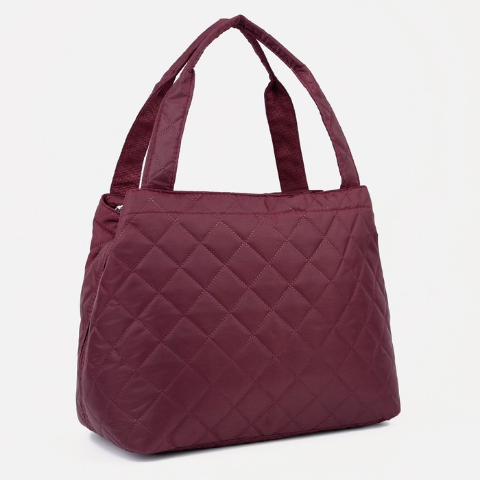 Сумка дорожная, 3 отдела на молниях, стёжка, цвет баклажановый