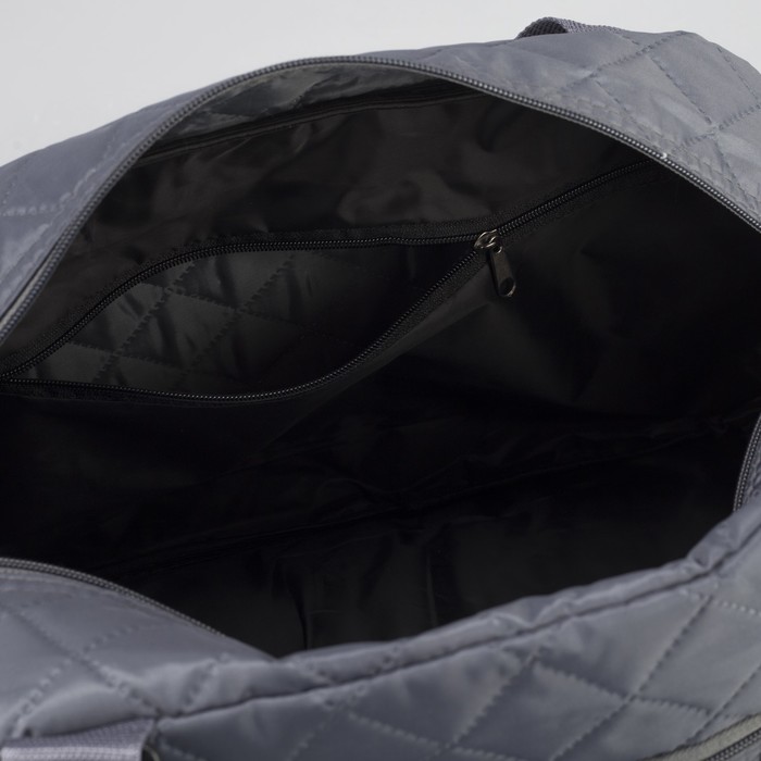 Сумка дорожная, отдел на молнии, наружный карман, стёжка, цвет серый