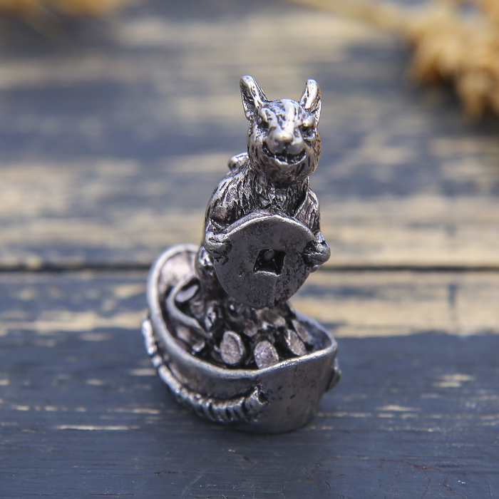 Фигурка мышка "Процветания", серебро состар., 2,6 х 3,4 см