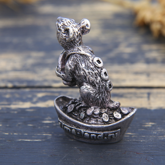 Фигурка мышка "Процветания", серебро состар., 2,6 х 3,4 см