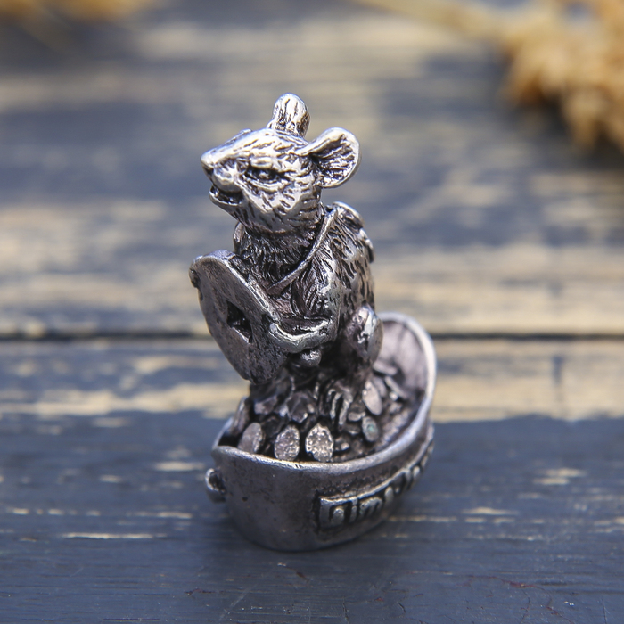 Фигурка мышка "Процветания", серебро состар., 2,6 х 3,4 см